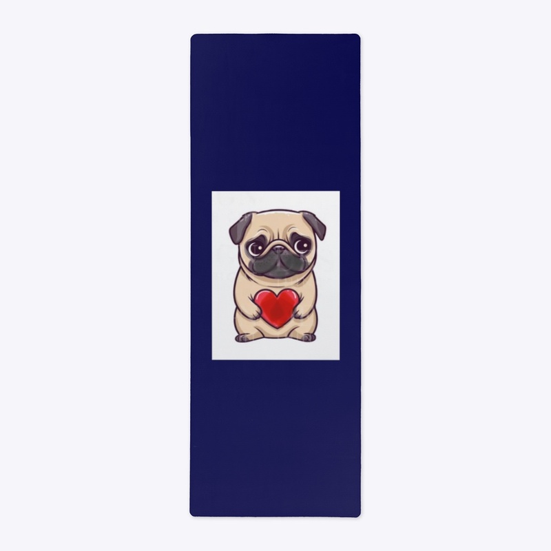 Yoga blue mat pug hug