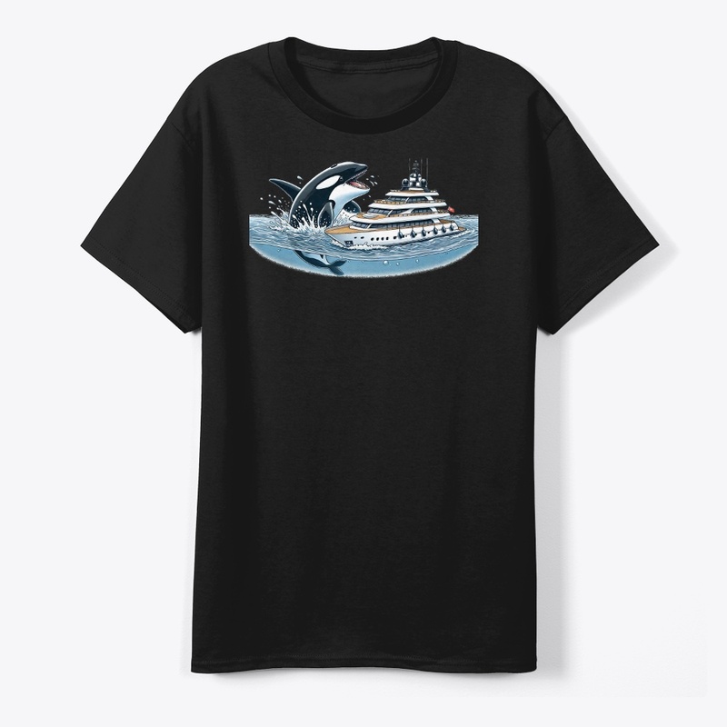 Orca Whales Against Boats