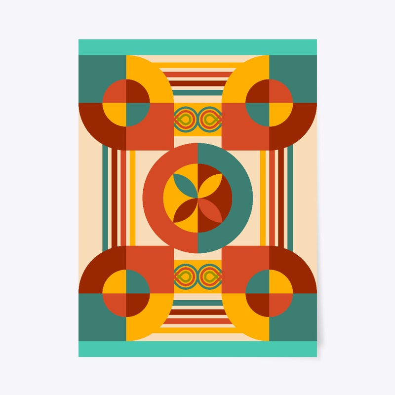 Tribal geometric design vintage sunset