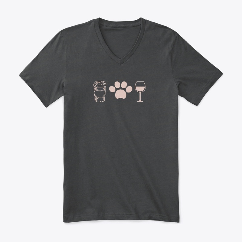Pink Coffee Paw Wine Dog Mom Shirt