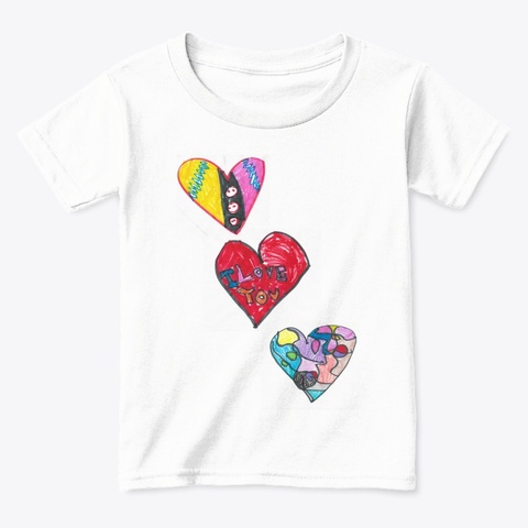 "3 Hearts" By Star Sparkle White  T-Shirt Front