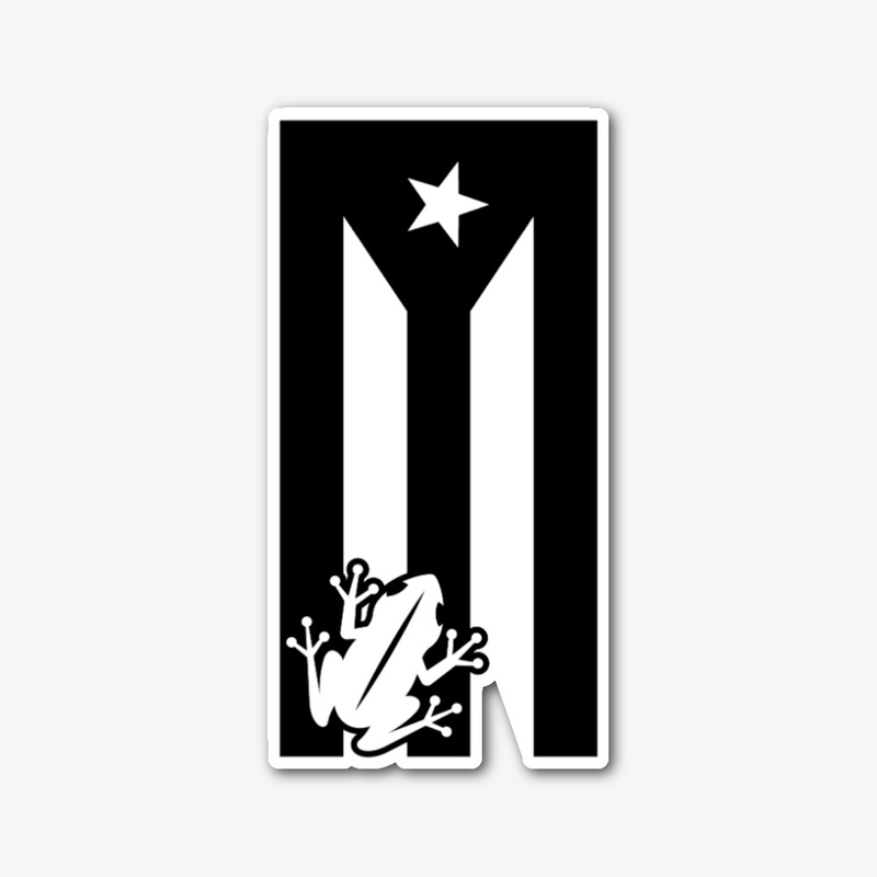 B&W Puerto Rico Flag with Coqui