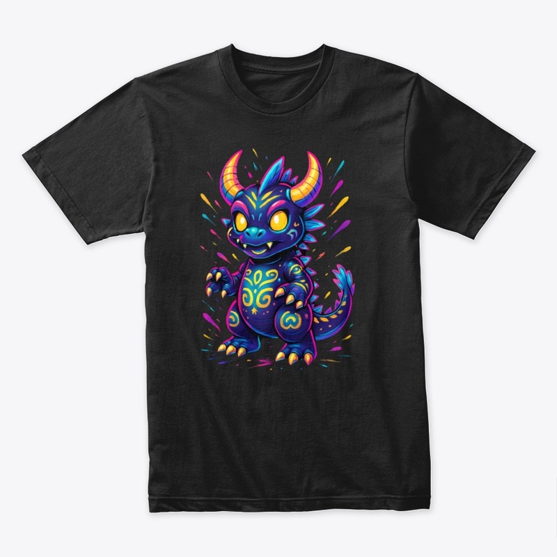 Neon Baby Dragon Fantasy Art
