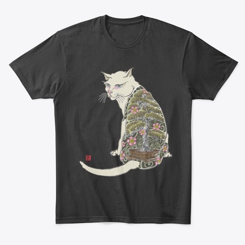Cat Bonsai Tattoo Black Kaos Front