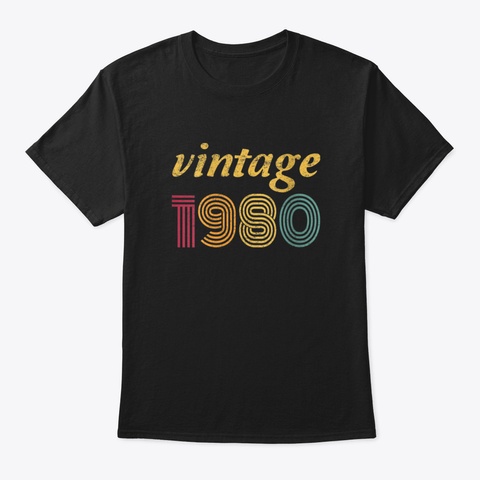 Born In 1980 Womens 1980 40 Th Birthday G Black T-Shirt Front