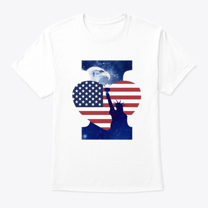 I Love USA with Statue of Liberty, Eagle