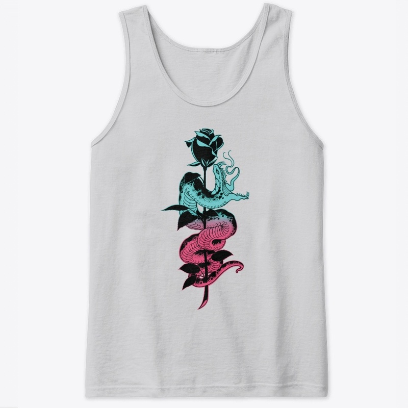 Snake and Rose Tattoo, teal/pink Variant