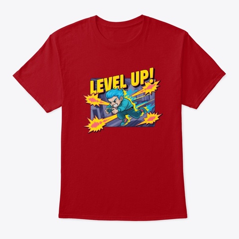 Level Up Deep Red T-Shirt Front