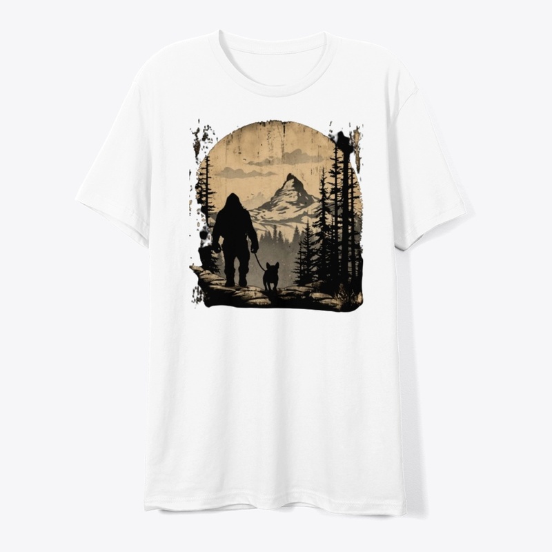 Sasquatch and French Bulldog Hiking
