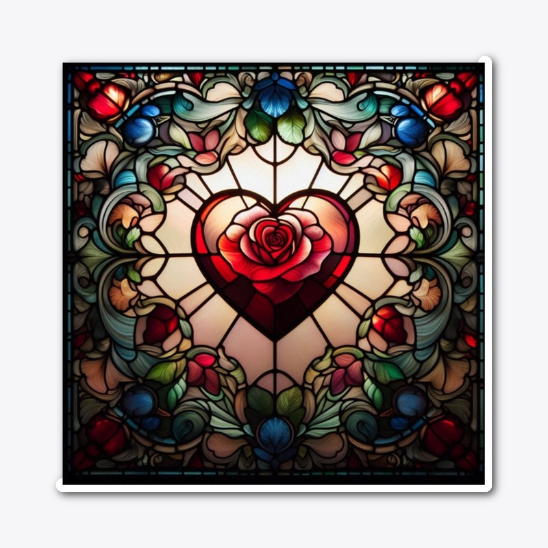 Heart and rose design.
