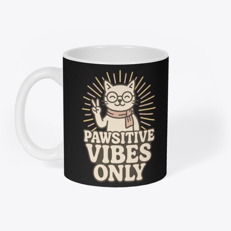 Pawsitive Vibes Only Nerd Cat Tee