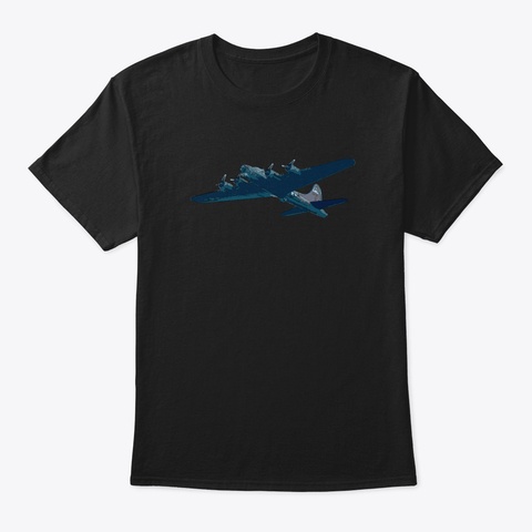 B 17 Bomber Airplane Black T-Shirt Front