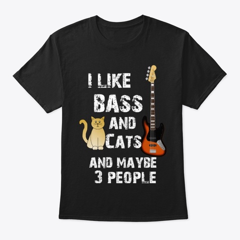 Bass & Cats Love Black T-Shirt Front