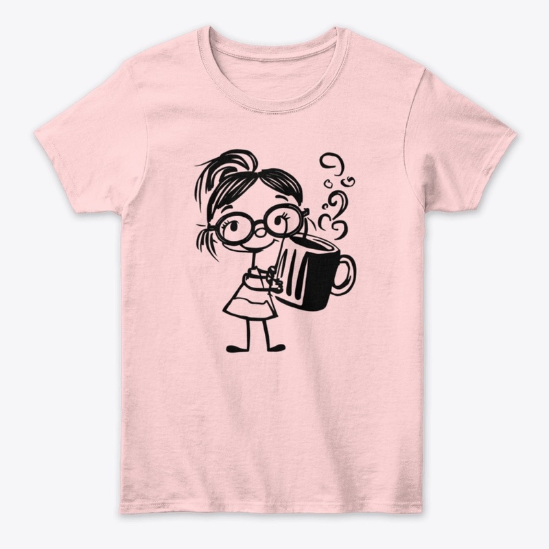 Cute Coffee Girl Cartoon Design