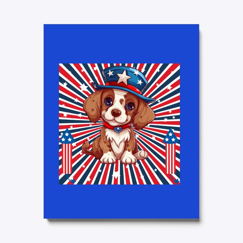 Cute Dog with American Flag for July 4th