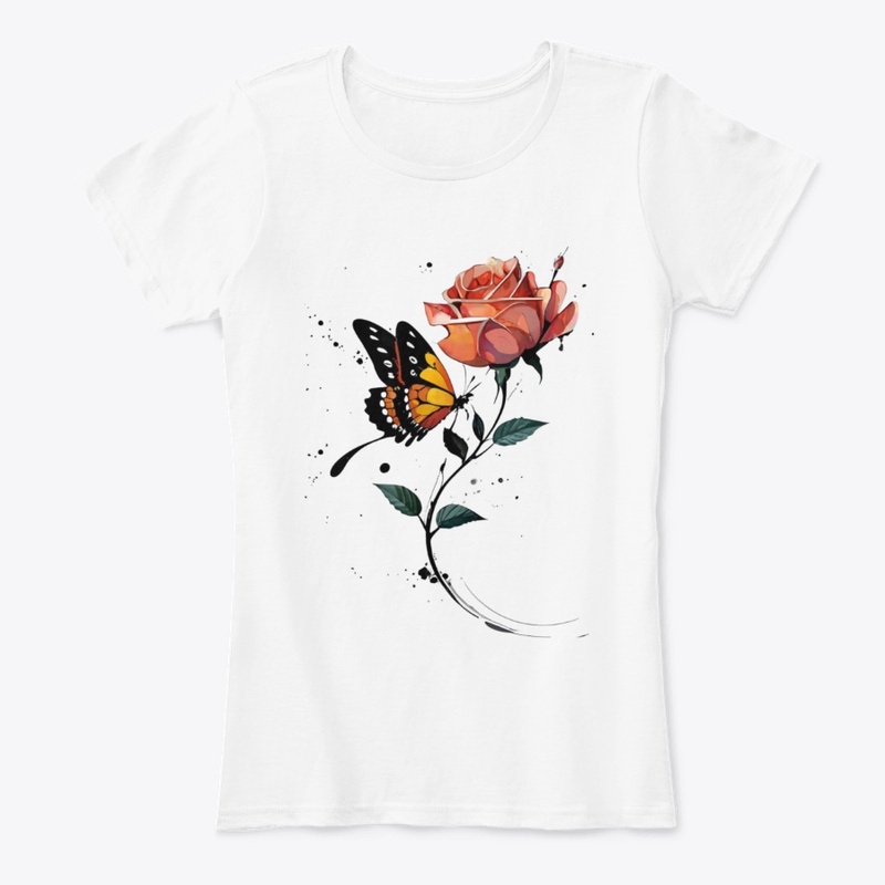 Flower and butterfly, watercolor
