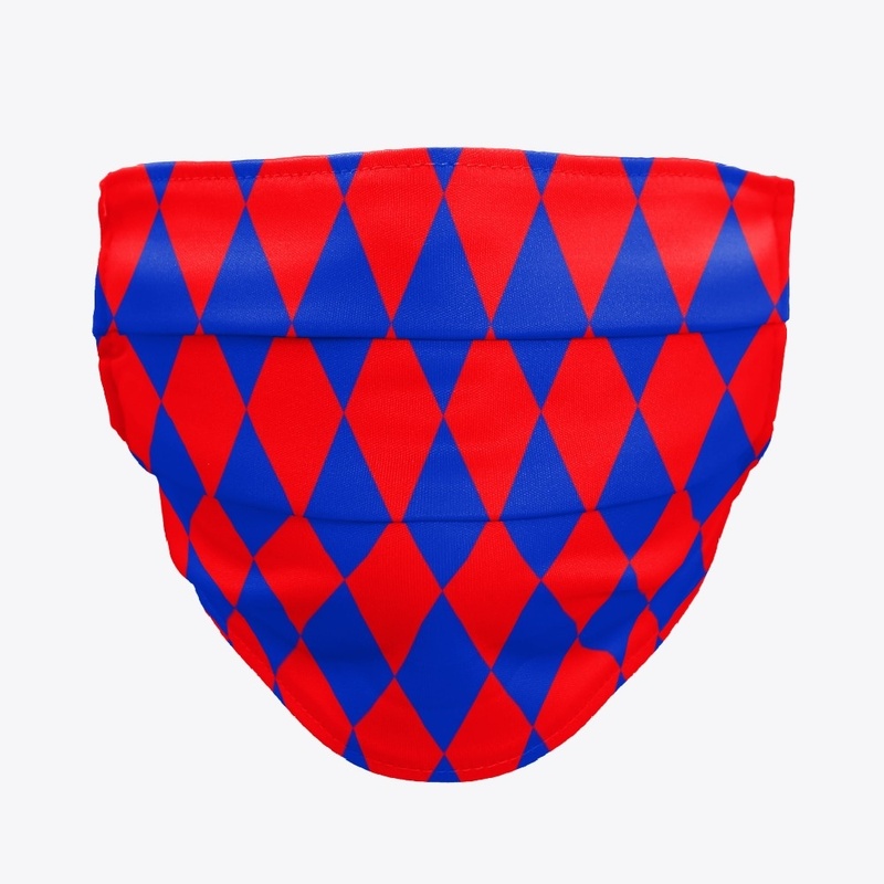Blue and red face mask