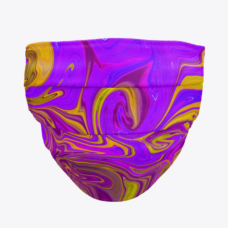 Neon Yellow Purple Golden Abstract Swirl