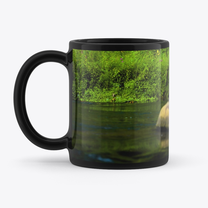 Creek View/Greenery Scene-Black Mug