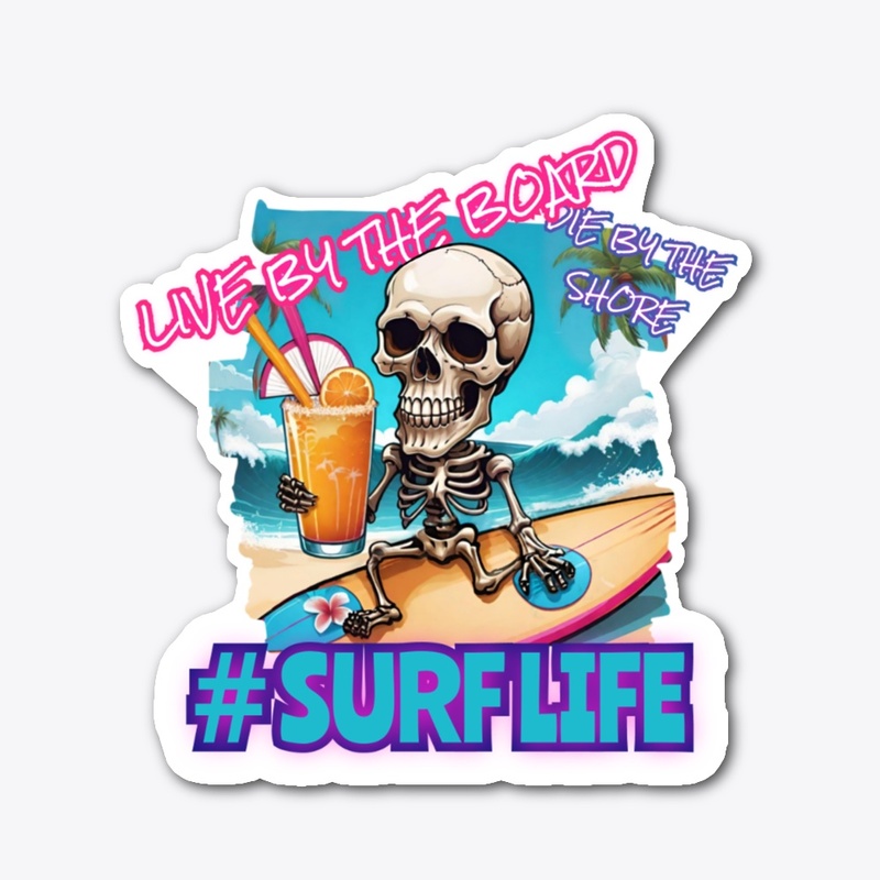 Surf life funny Beach neon Graphic Print