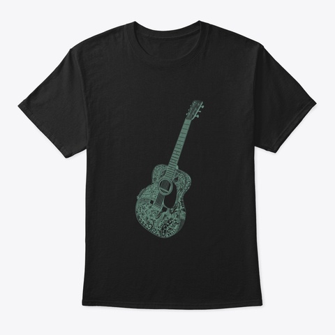 Acoustic Guitar Art Tattoo Black T-Shirt Front