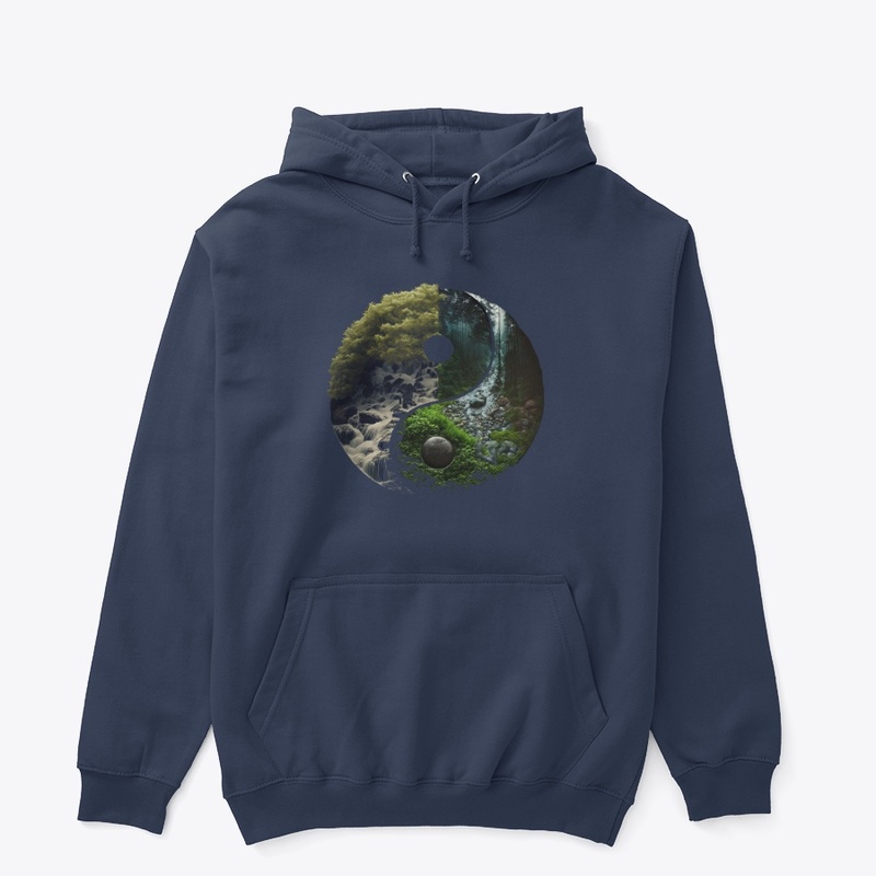 landscape forest waterfall yin yang