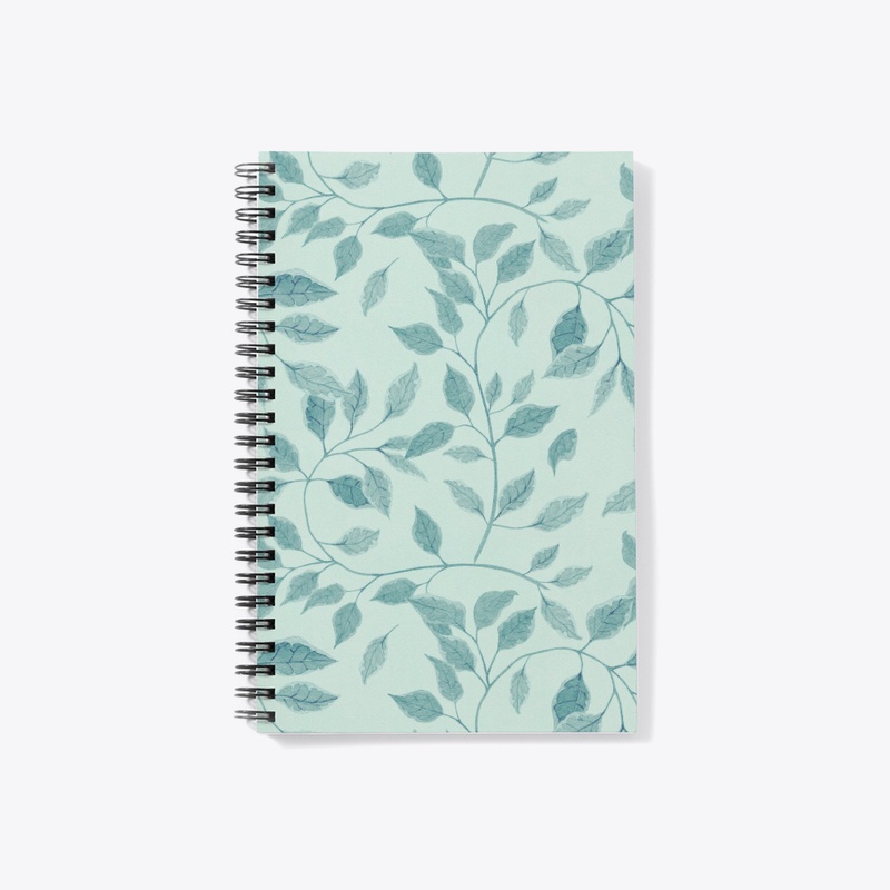Blue Leaves Pattern Notebook