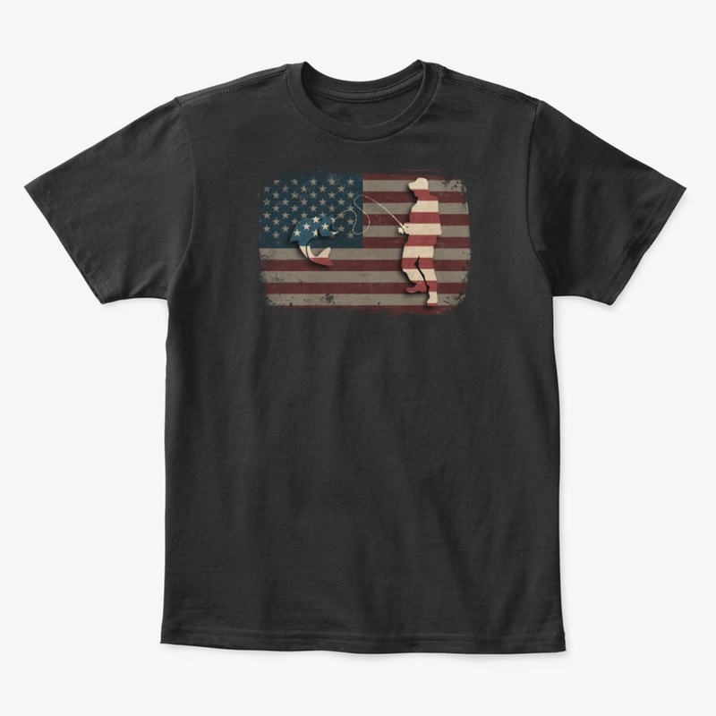 Vintage American Flag Fishing Gift