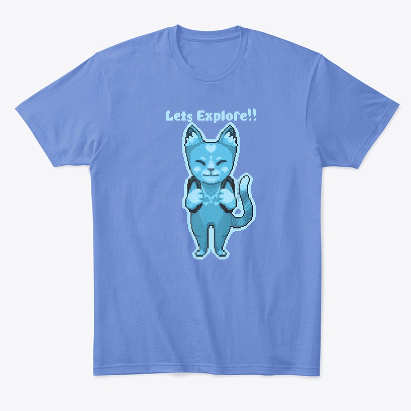 Lets Explore!! Blue Pixel Art Cat