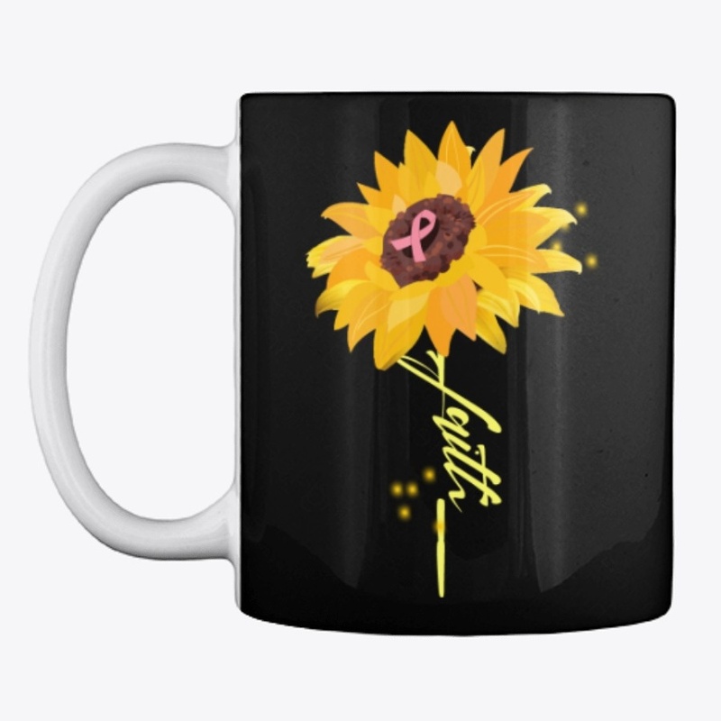 Sunflower Faith Cross With Pink Ribbon