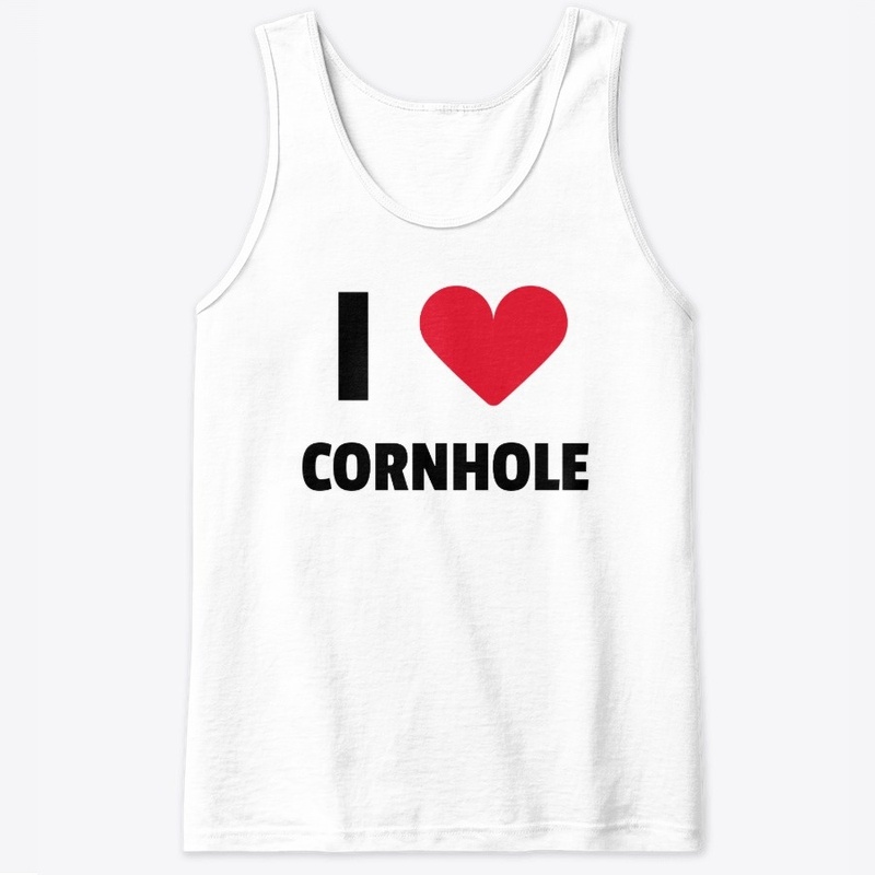 I LOVE CORNHOLE LINE (BLACK WRITING)