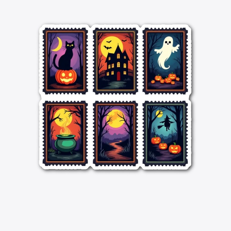 Spooky Stamps Retro Halloween Tee