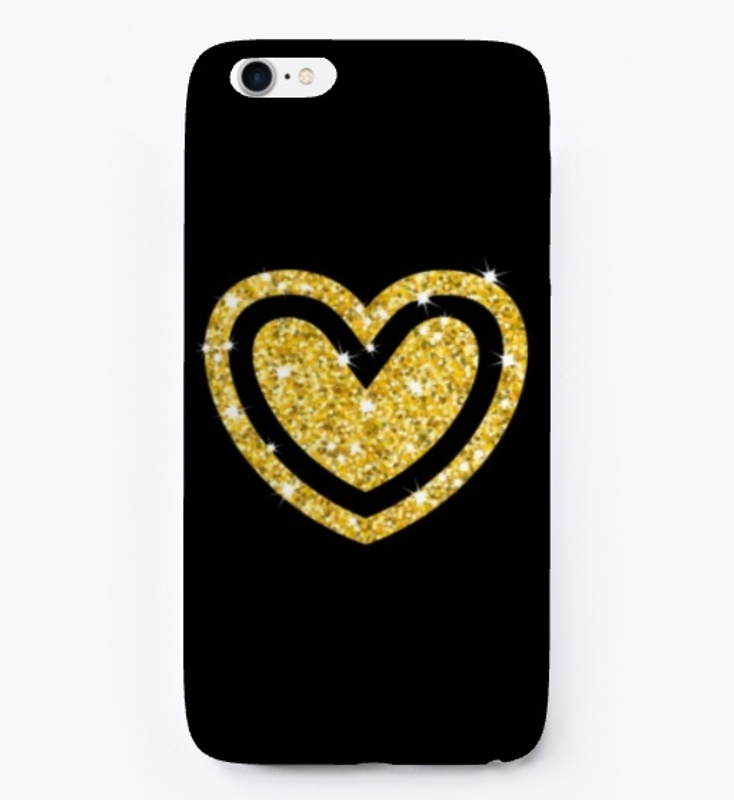 Gold Glitter Heart in Heart 