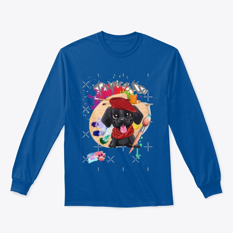 Men Dog Painter PrintedLongSleeveT-shirt