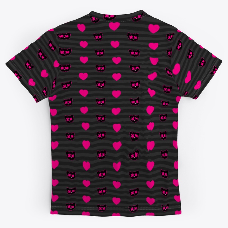 Kitty Pattern Stripey Tee