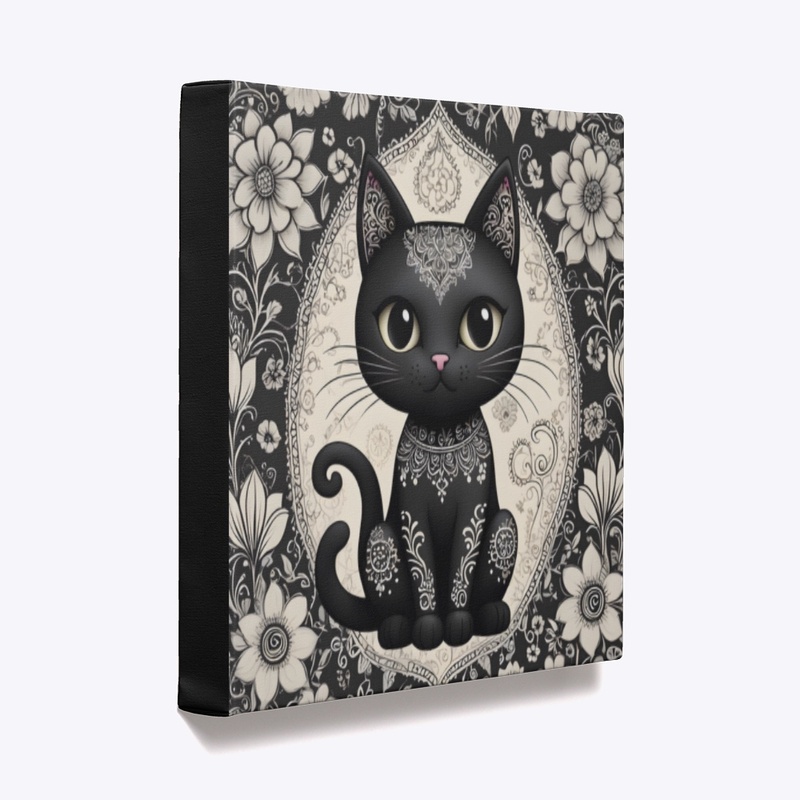 Cute whimsical Goth Black Cat