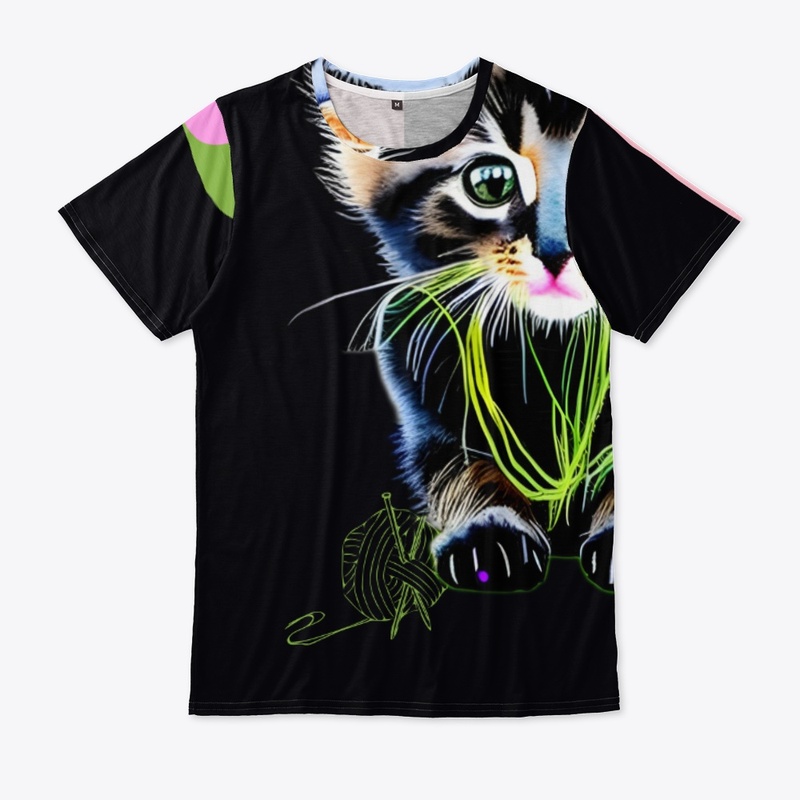 Green Yarn And Kitten