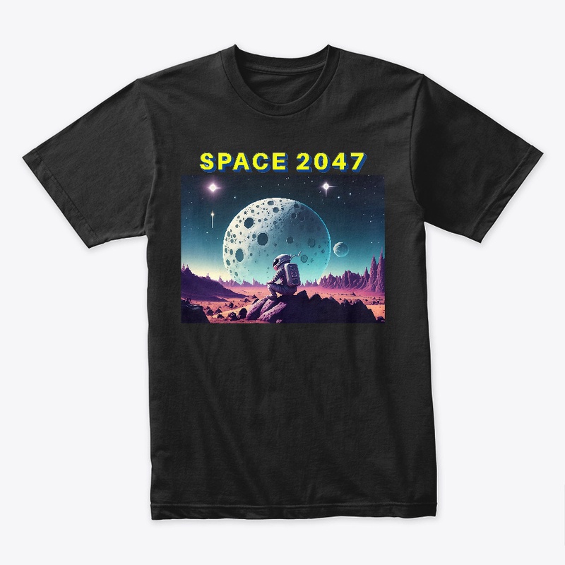 A spaceman sat infront of a planet