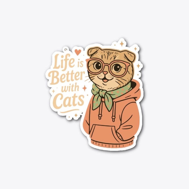 Life Is Better With Cats Hoodie Glasses 