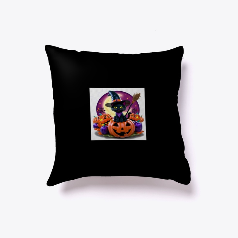 3d Halloween Pumpkin black cat