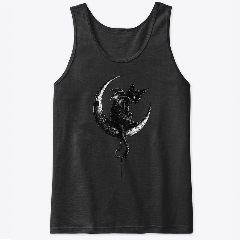  Gothic Black Cat Bat Wings Crescent