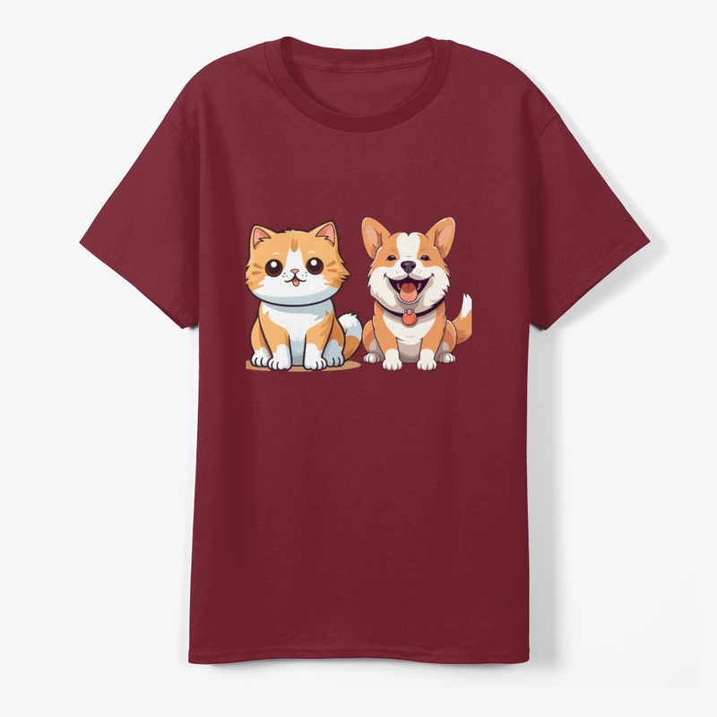 Cute Cartoon Cat and Dog