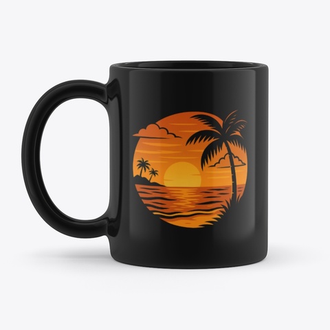 Tropical Sunset Vibes Mug 🌅 Black T-Shirt Front