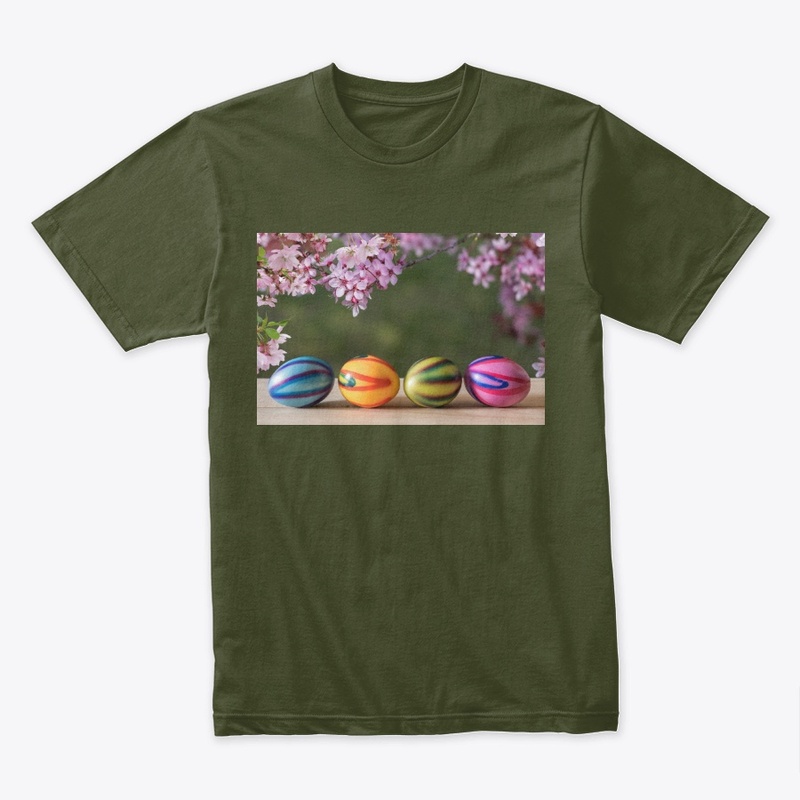 Colorful Four Eggs With Cherry Blossom