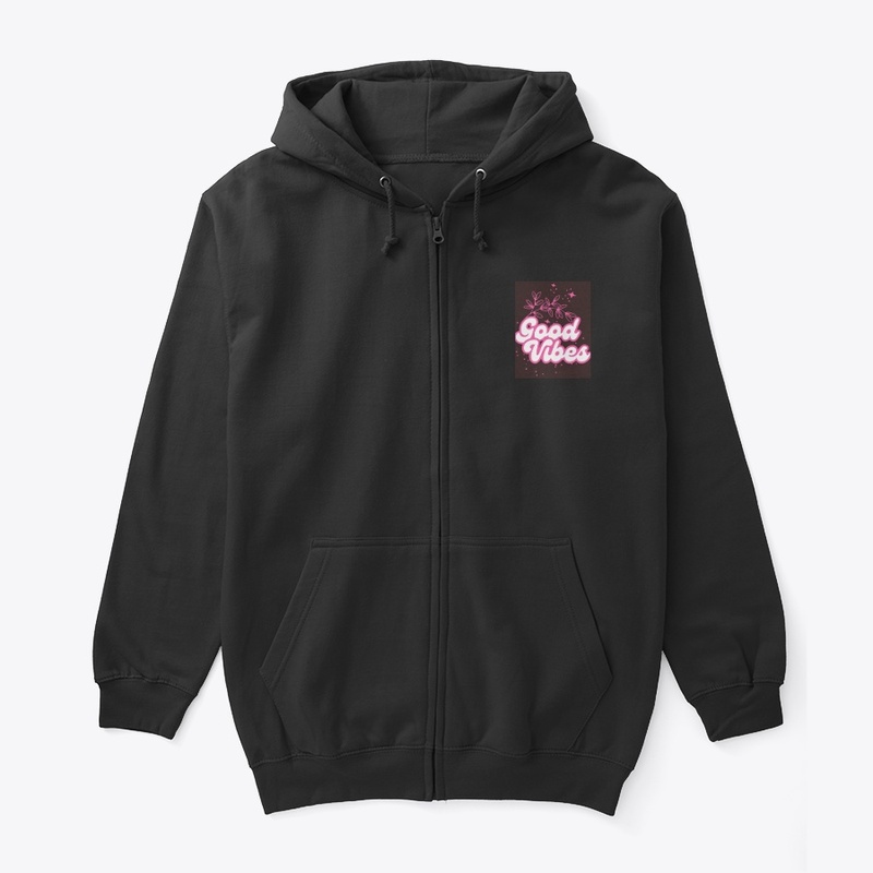Black Pink Floral Good Vibes T-Shirt