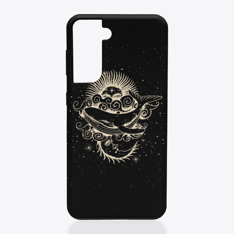 Abstract Cosmic Whale With Sun And Moon