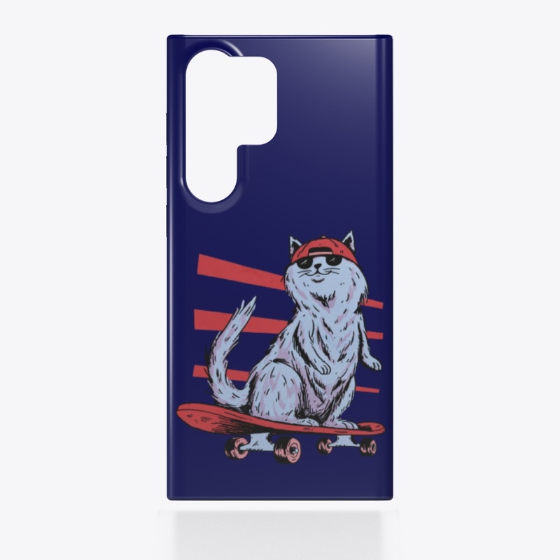 Cool Skater Cat in Shades, Retro Style