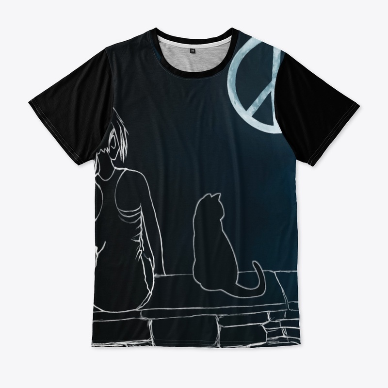 Cat Moon Girl Peace