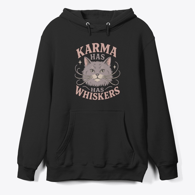 Karma Has Whiskers Retro Cat Tee Gift 