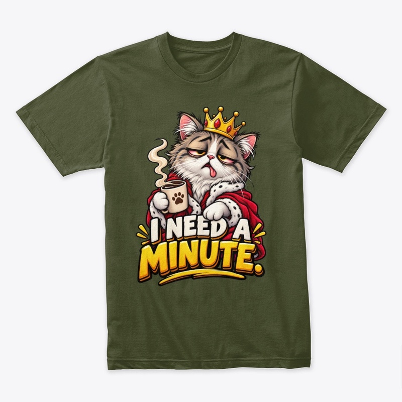 I Need a Minute Sleepy Cat Coffee Funny 